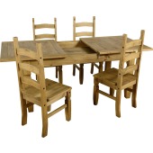 Corona Extending Dining Set(4 Chairs) Dwp/Brown Pu